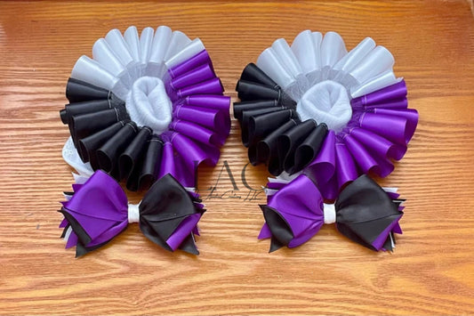 Purple-White-Black Socks/Anklets Bow Set, Purple Boutique Bow, Baby/Girls themed Socks