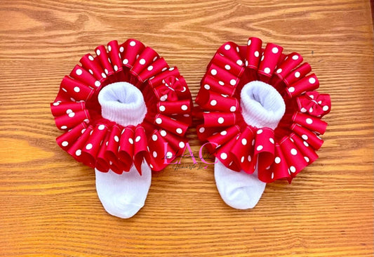 Red with White Polka Dots Ruffle Tutu Socks